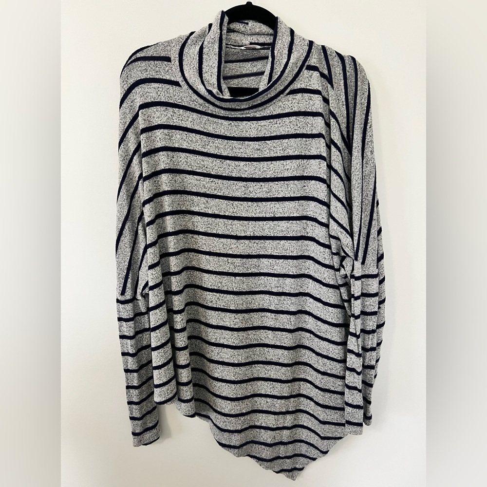 Striped Gray and Navy Women's Sweater